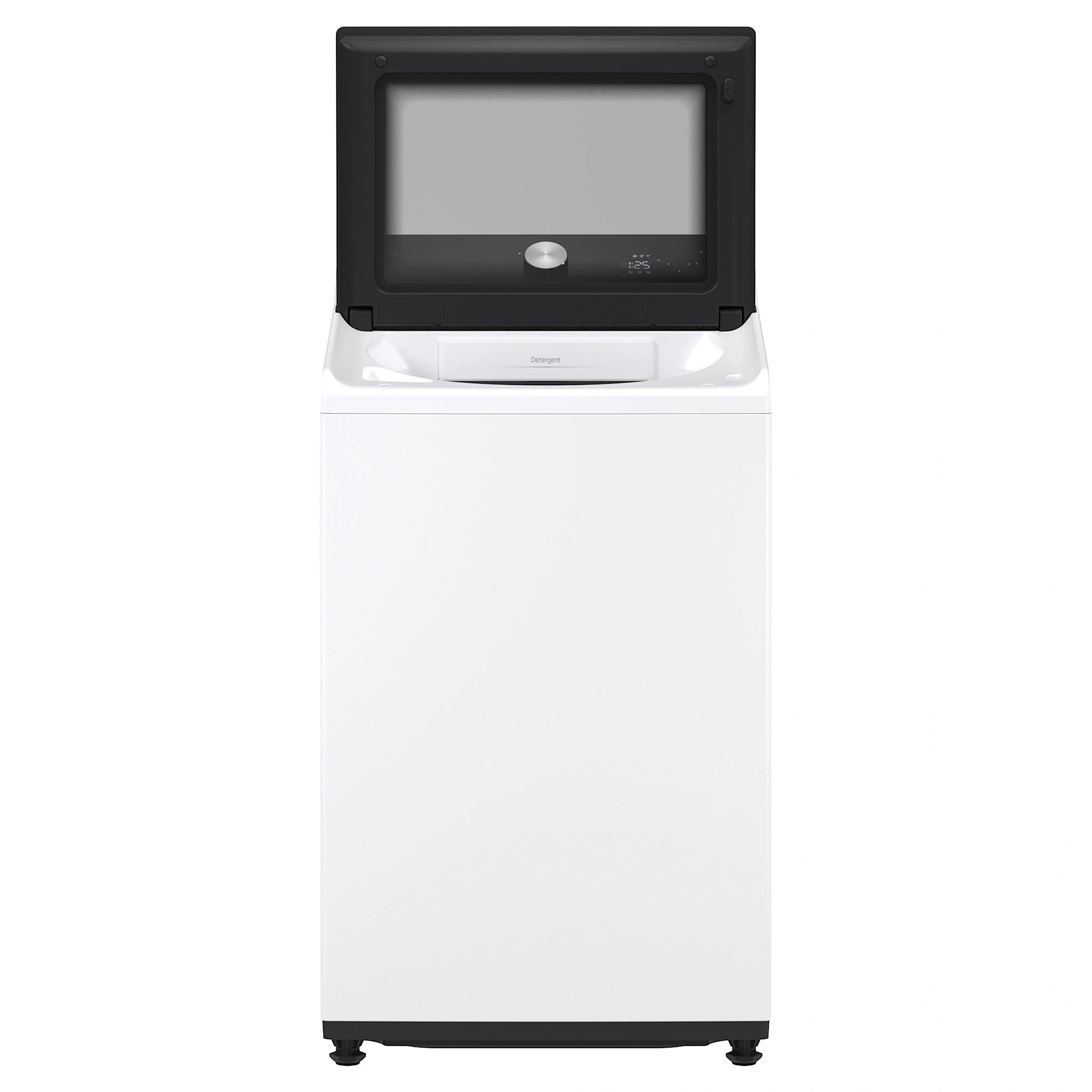 LG 8kg Series 5 AI White Top Load Washing Machine WTX308W. Front View with Door Open