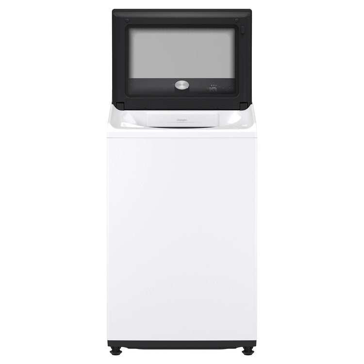 LG 8kg Series 5 AI White Top Load Washing Machine WTX308W. Front View with Door Open