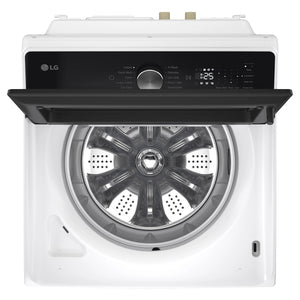 LG 8kg Series 5 AI White Top Load Washing Machine WTX308W. Top View with Door Open