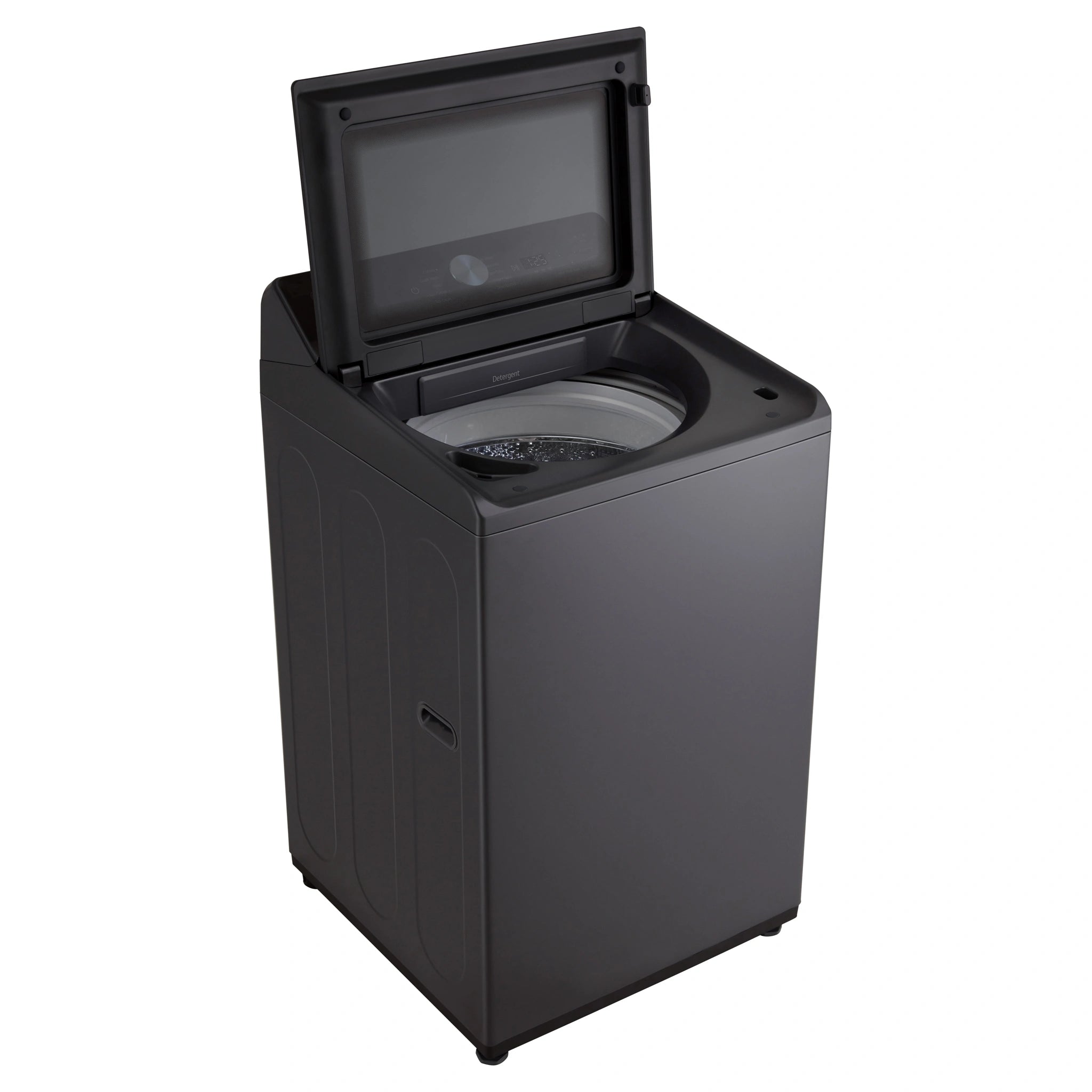 LG 9kg Series 5 AI Graphite Top Load Washing Machine WTX309G, Left Side with Door Open View