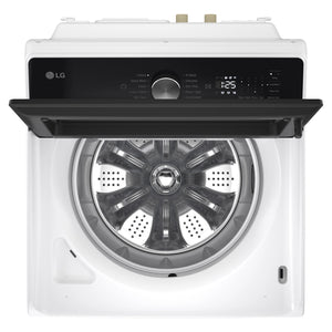LG 9kg AI DD White Top Load Washer WTX309W, Top View with Door Open