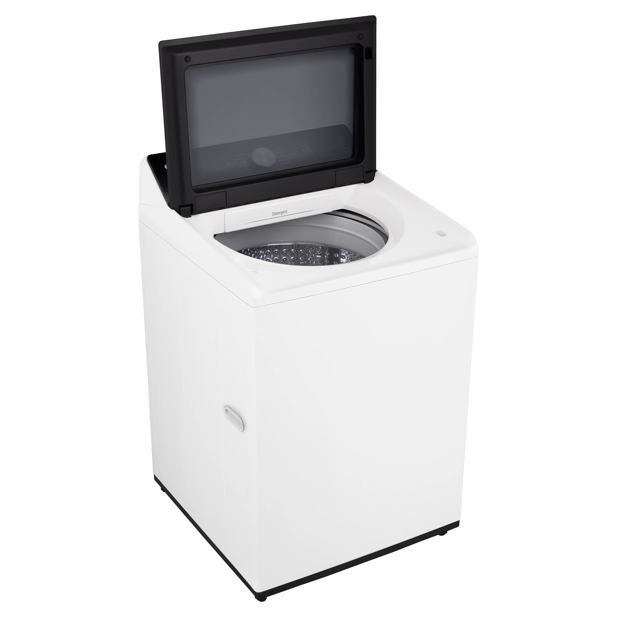 LG 12kg White Top Load Washer with AI DD WTX512W, Left Side View with Door Open