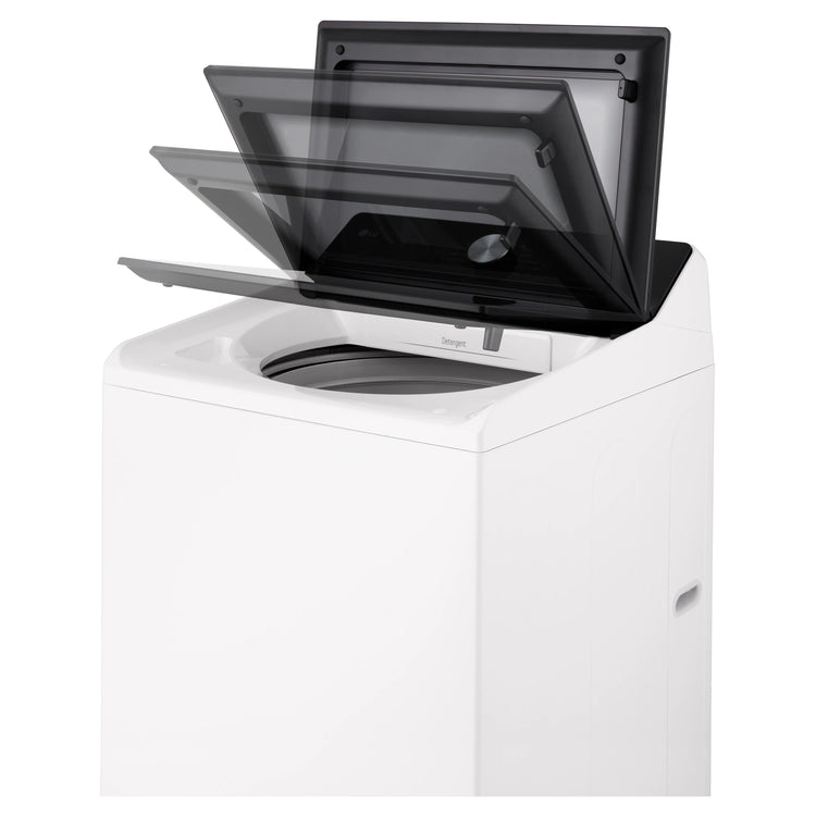 LG 12kg White Top Load Washer with AI DD WTX512W, Rght Side View with Door Open
