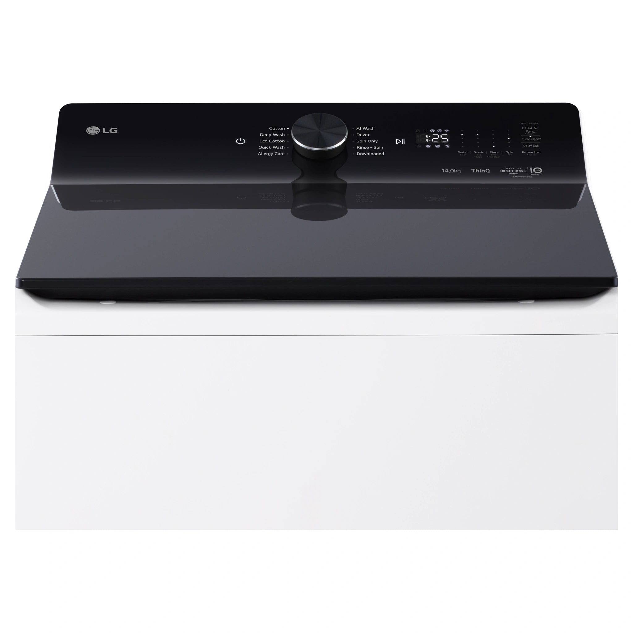 LG 14kg White Top Load Washer with AI DD WTX914W, Control Panel View