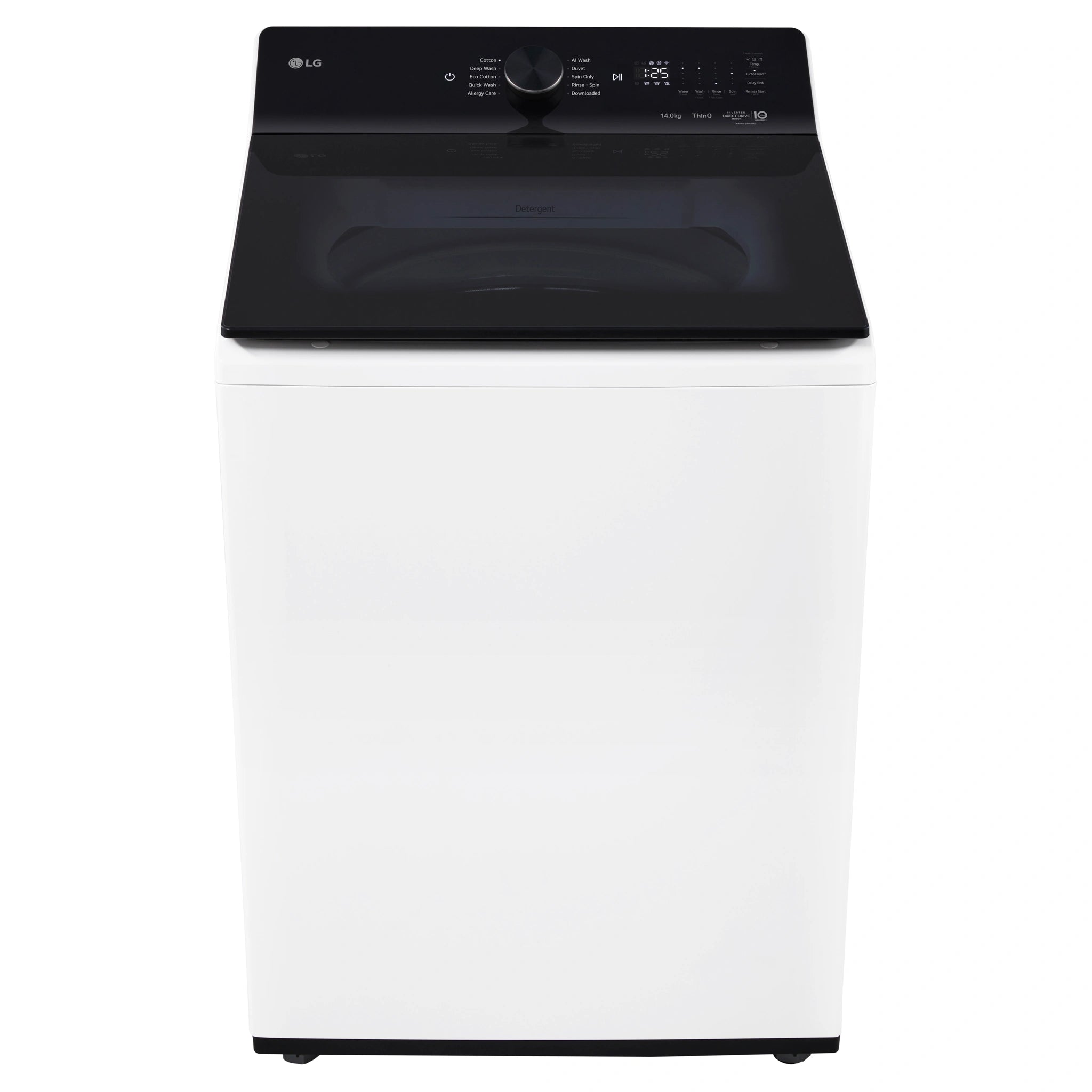 LG 14kg White Top Load Washer with AI DD WTX914W, Front View