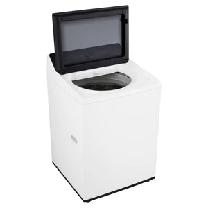 LG 14kg White Top Load Washer with AI DD WTX914W, Left Side View with Door Open