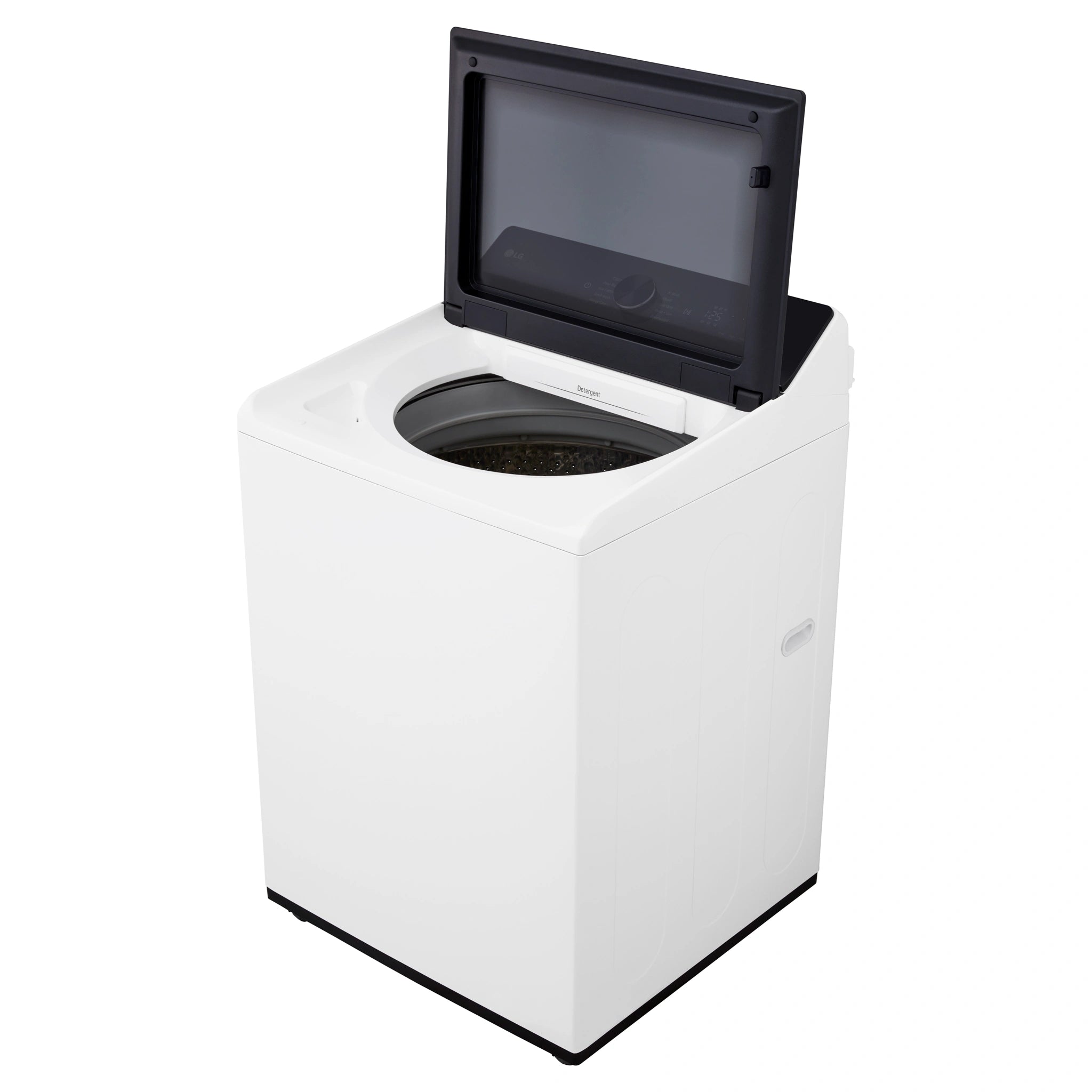 LG 14kg White Top Load Washer with AI DD WTX914W, Right Side View with Door Open