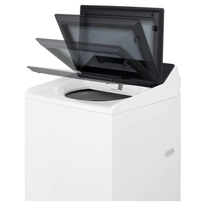 LG 14kg White Top Load Washer with AI DD WTX914W, Right Side View with Door Open
