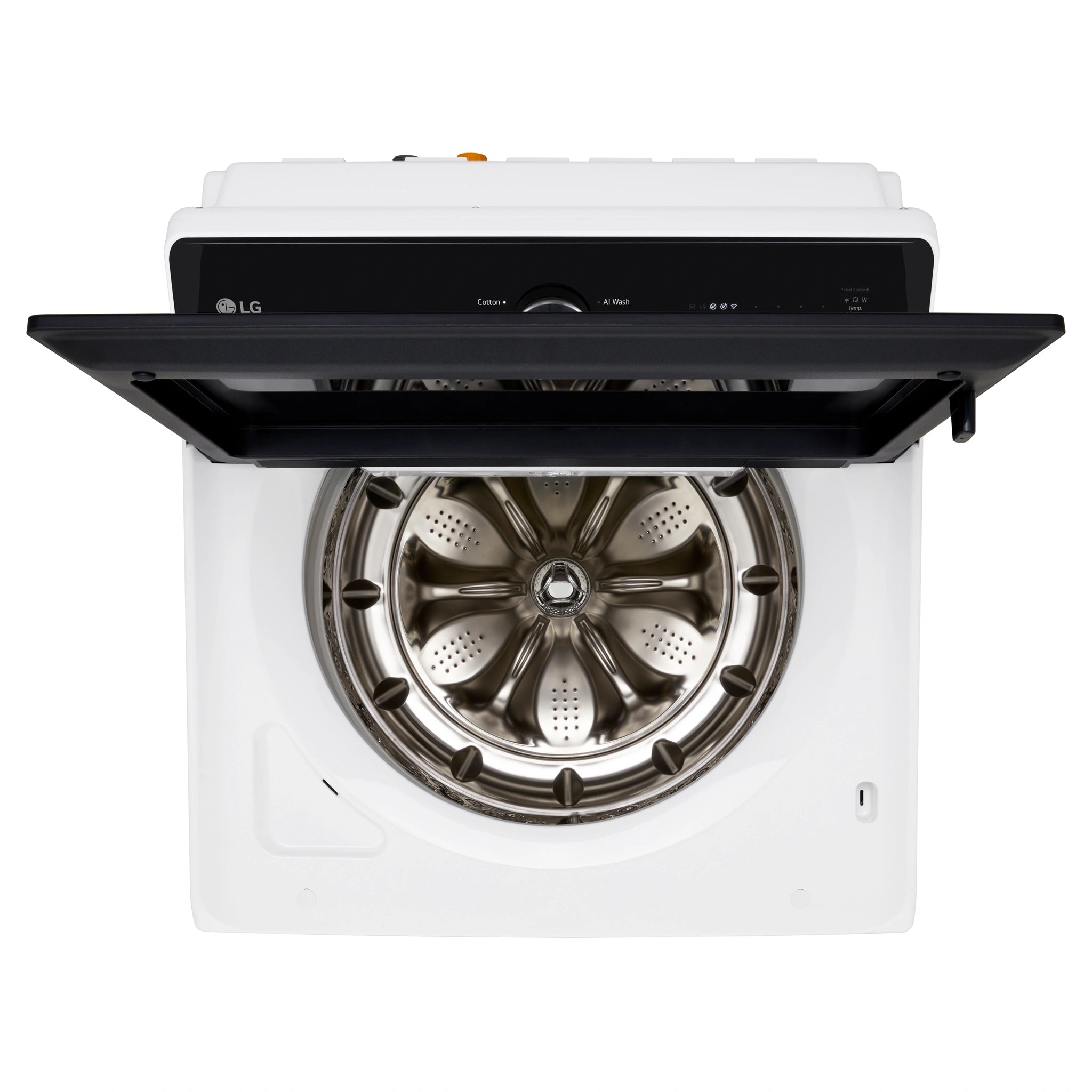 LG 14kg White Top Load Washer with AI DD WTX914W, Top View with Door Open
