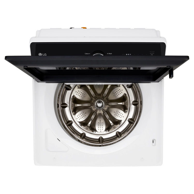 LG 14kg White Top Load Washer with AI DD WTX914W, Top View with Door Open