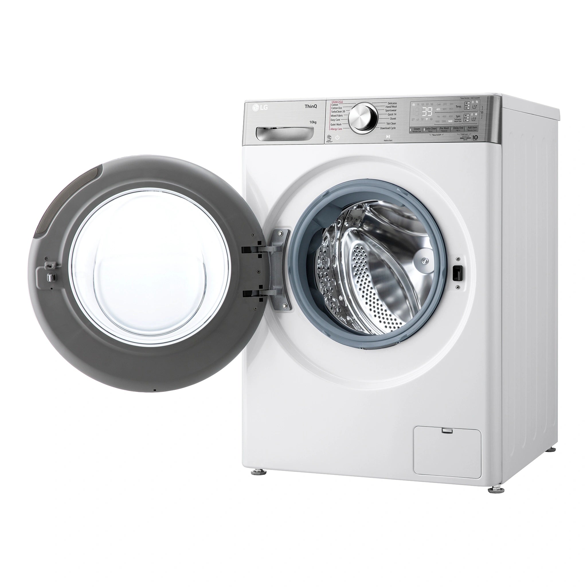 LG 10kg Series 10 Front Load Washing Machine - ezDispense WV101410W, Right Side With Door Open View