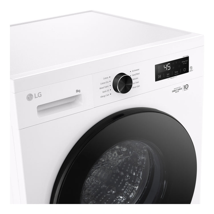 LG 8kg Series 1 Front Load Washer - Steam WV11208W, Control Panel View