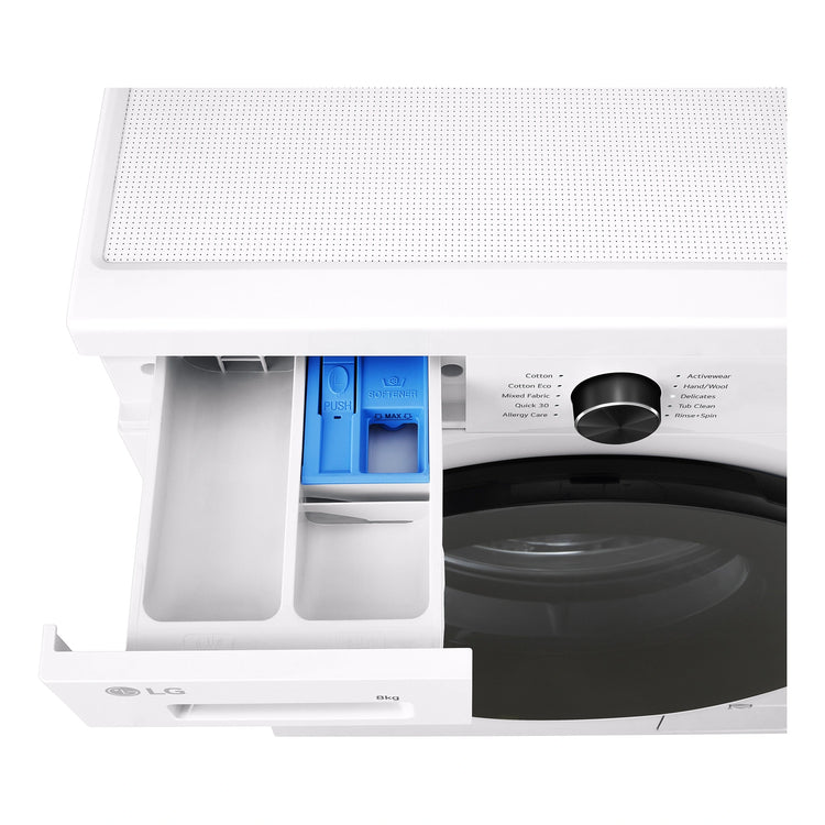 LG 8kg Series 1 Front Load Washer - Steam WV11208W, Dispenser View