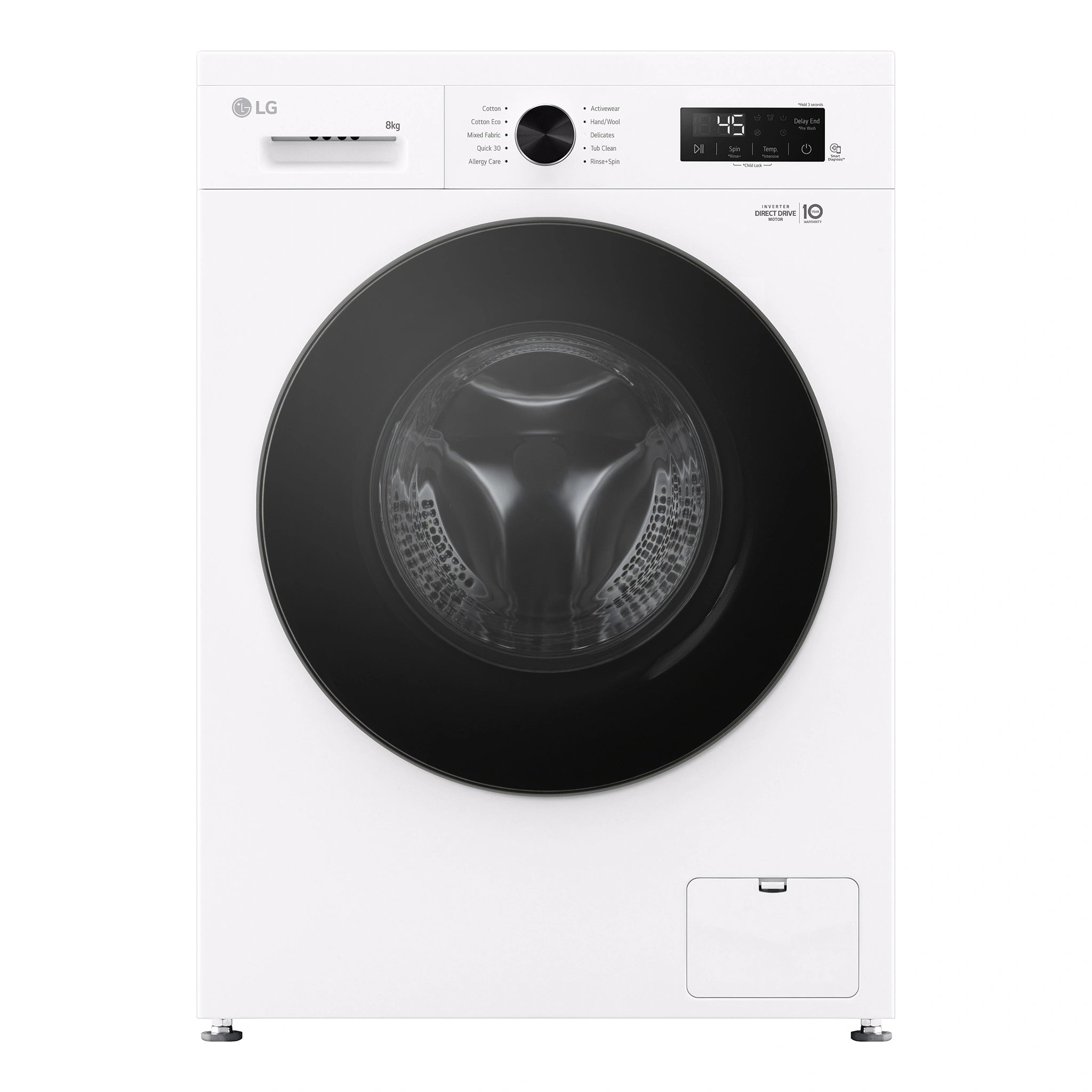 LG 8kg Series 1 Front Load Washer - Steam WV11208W, Front View