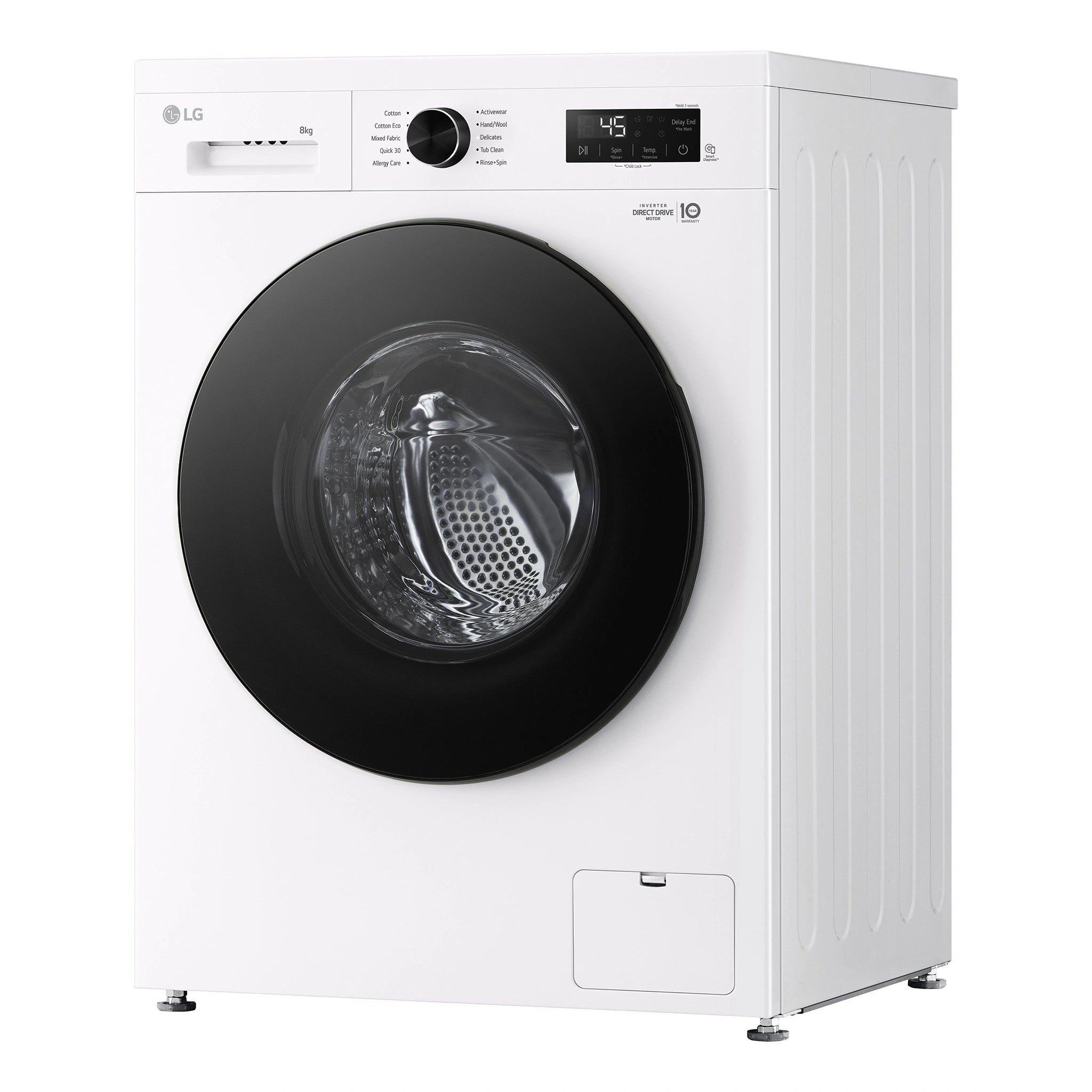 LG 8kg Series 1 Front Load Washer - Steam WV11208W, Left Side View 1