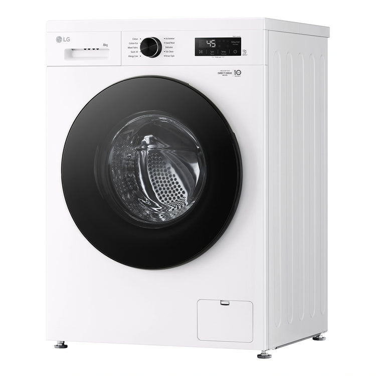 LG 8kg Series 1 Front Load Washer - Steam WV11208W, Left Side View 1
