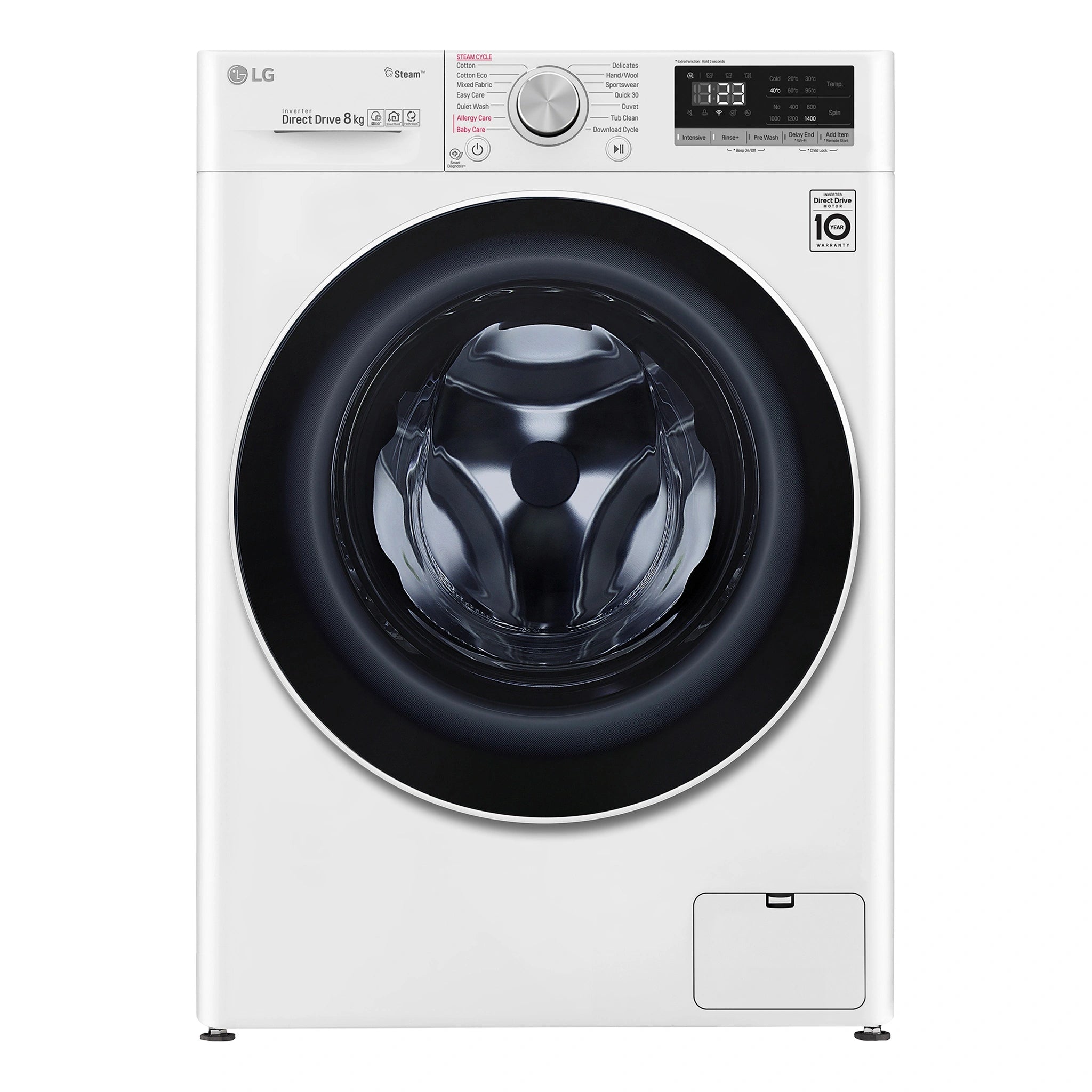 LG 8kg Series 5 Front Load Washing Machine - Steam WV51408W, Front View