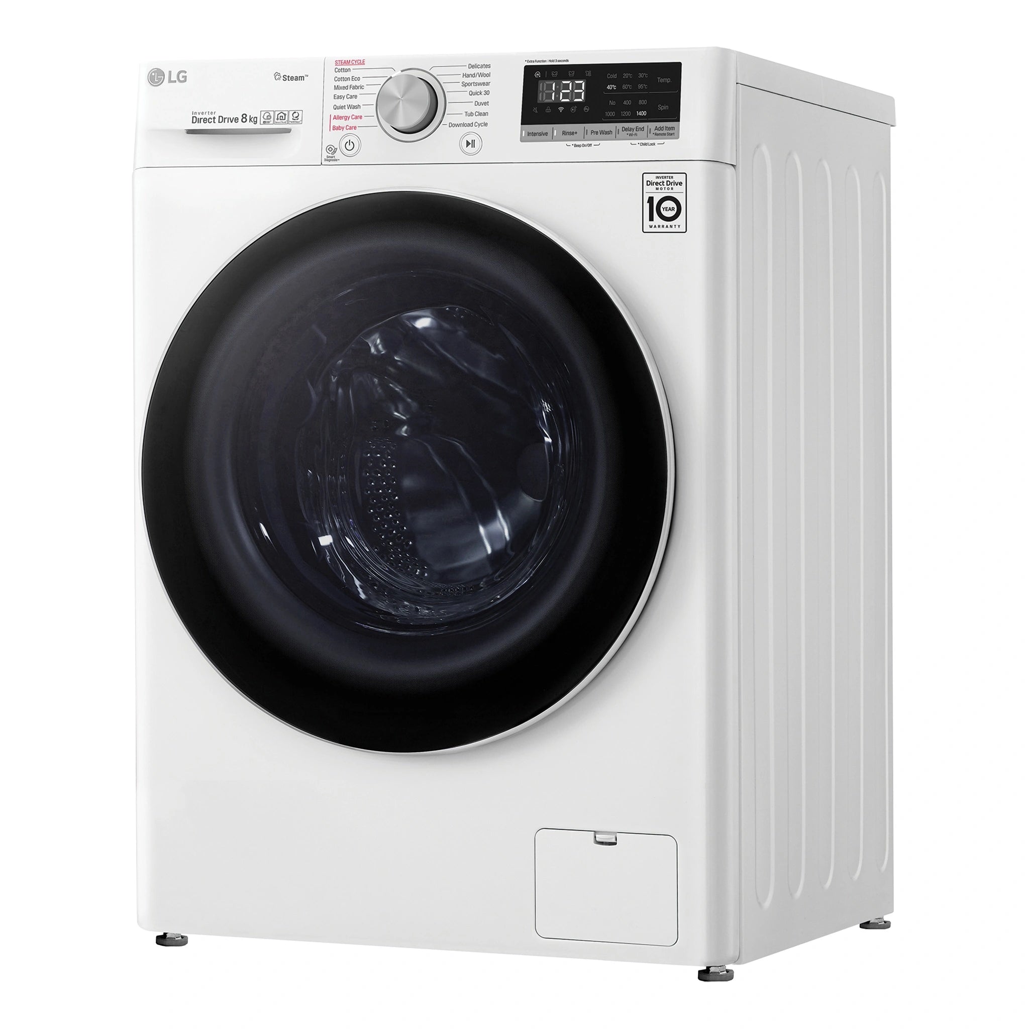 LG 8kg Series 5 Front Load Washing Machine - Steam WV51408W, Right Side View