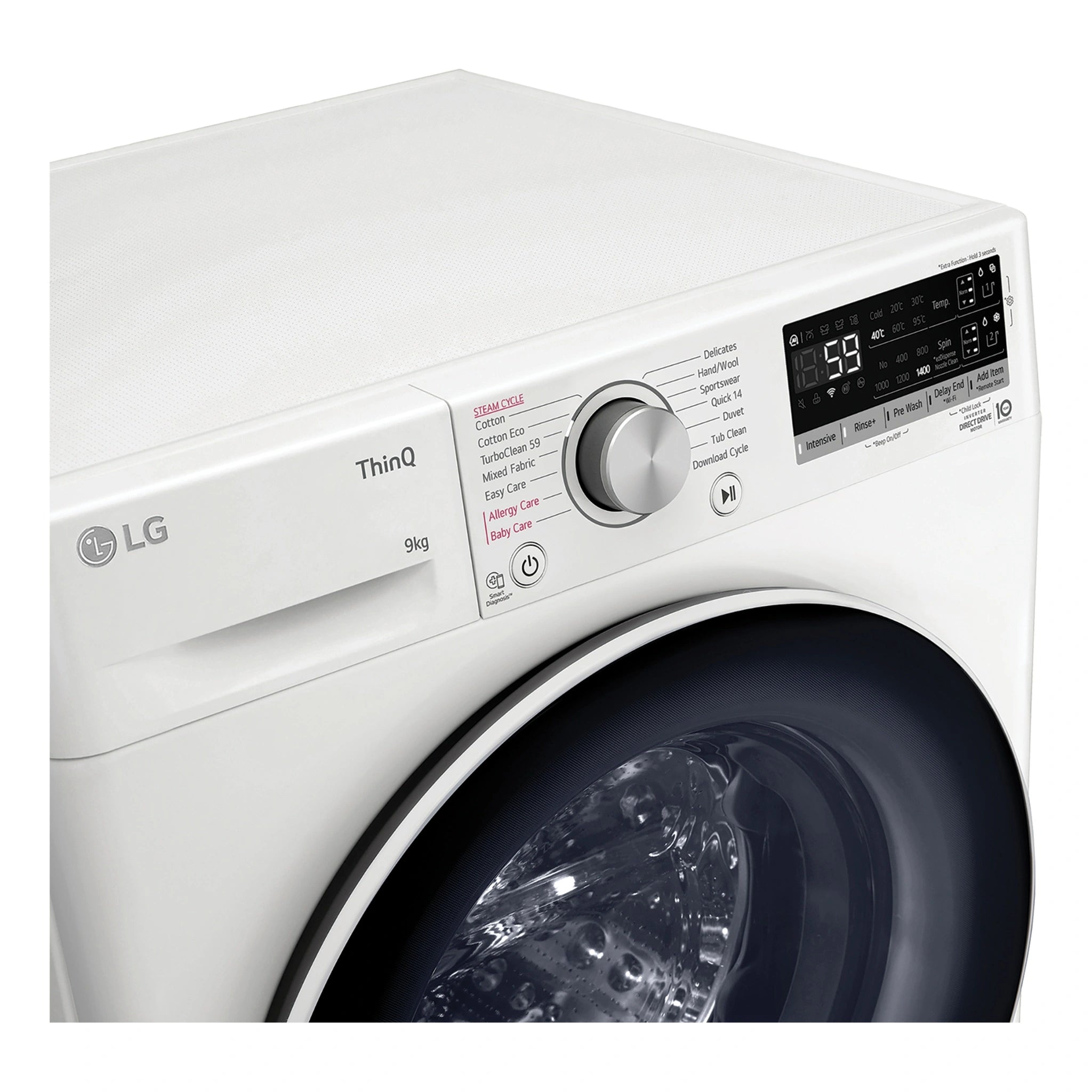 LG 9kg Series 6 Front Load Washing Machine with ezDispense® WV61409W, Control Panel View Left