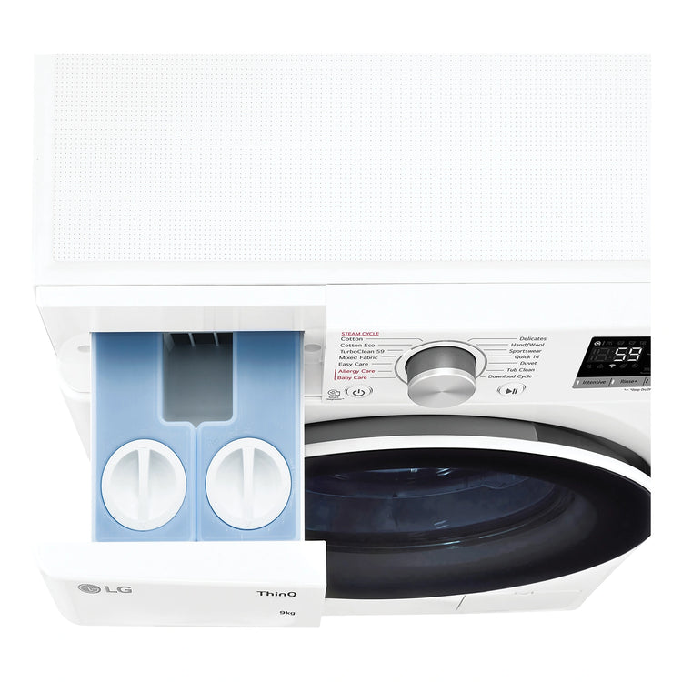 LG 9kg Series 6 Front Load Washing Machine with ezDispense® WV61409W, Drawer Open View