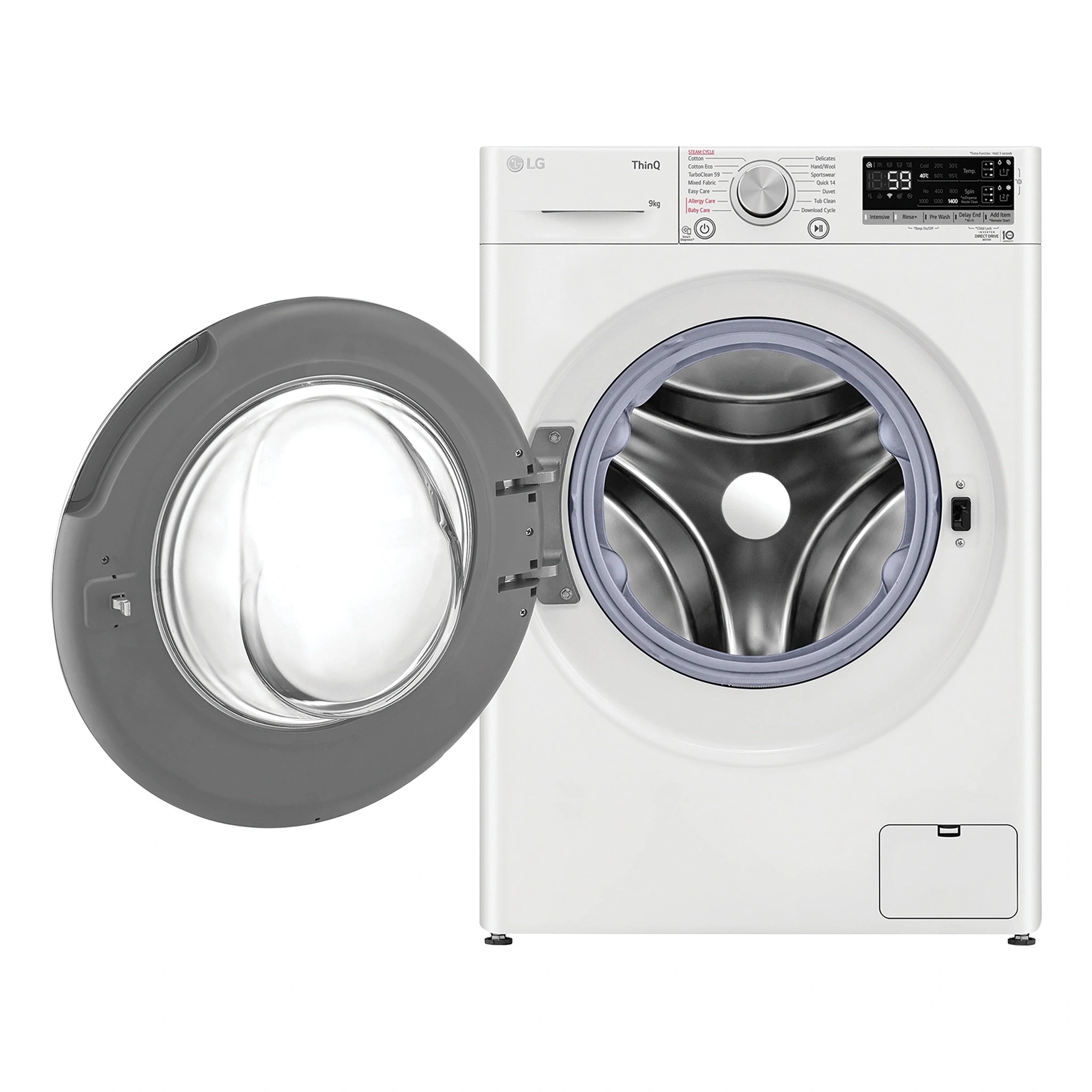 LG 9kg Series 6 Front Load Washing Machine with ezDispense® WV61409W, Front View With Door Open
