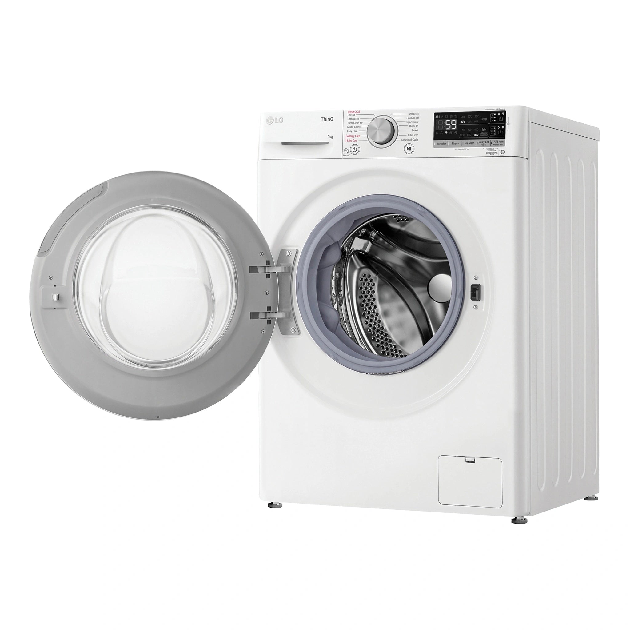 LG 9kg Series 6 Front Load Washing Machine with ezDispense® WV61409W, Left Door Open View