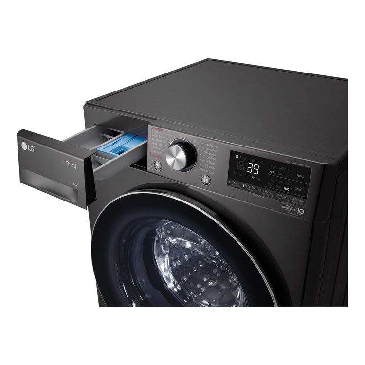 LG 9kg Series 9 Front Load Washing Machine - 5 Star WV91609B, Drawer Open View