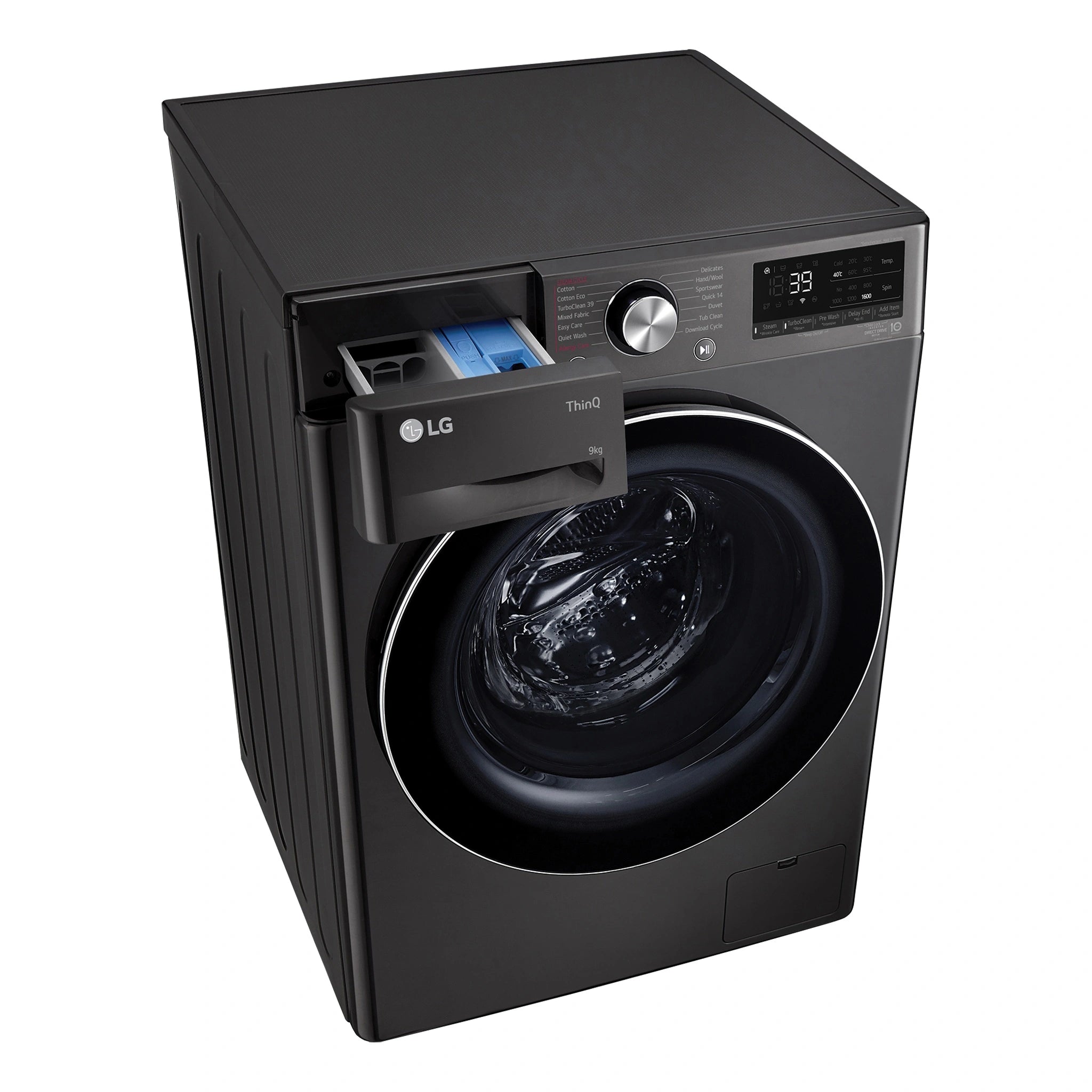 LG 9kg Series 9 Front Load Washing Machine - 5 Star WV91609B, Top With Door Open View