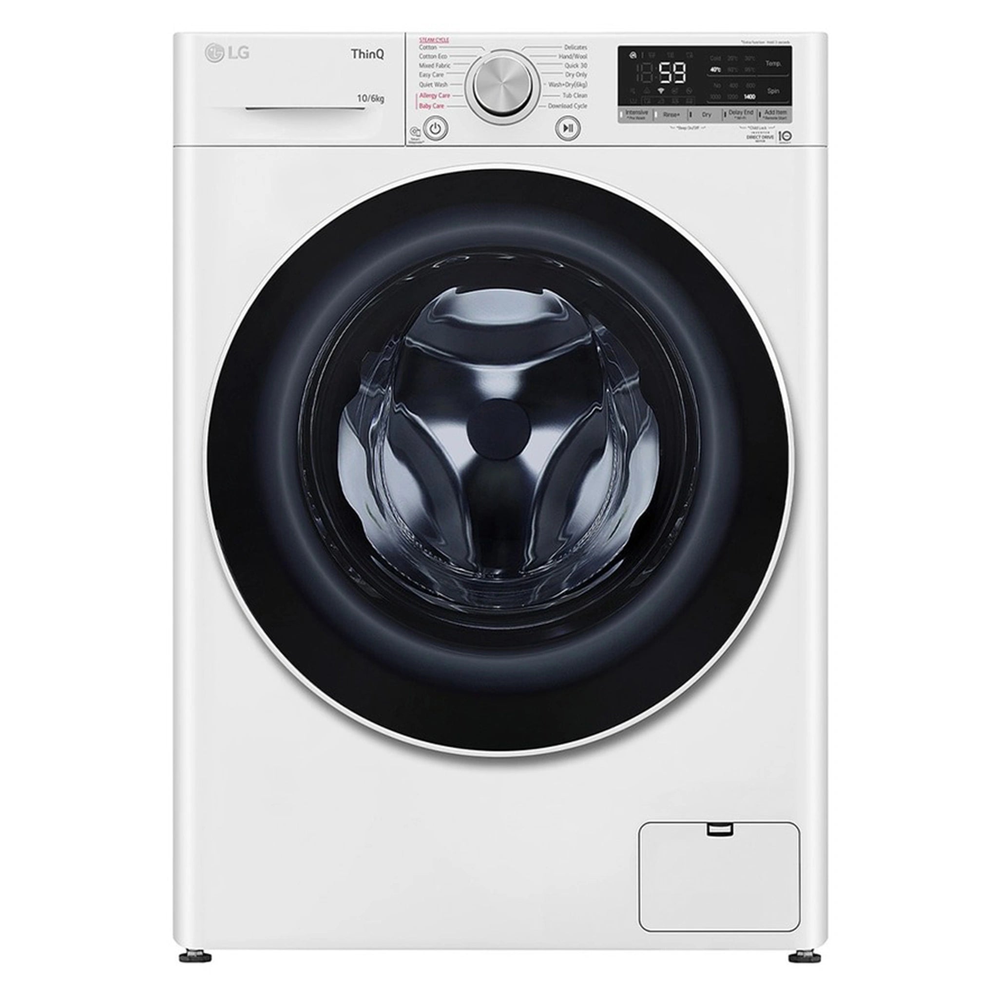 LG 10kg/6kg Washer Dryer Combo with AI DD & Steam Care WVC51410W, Front View