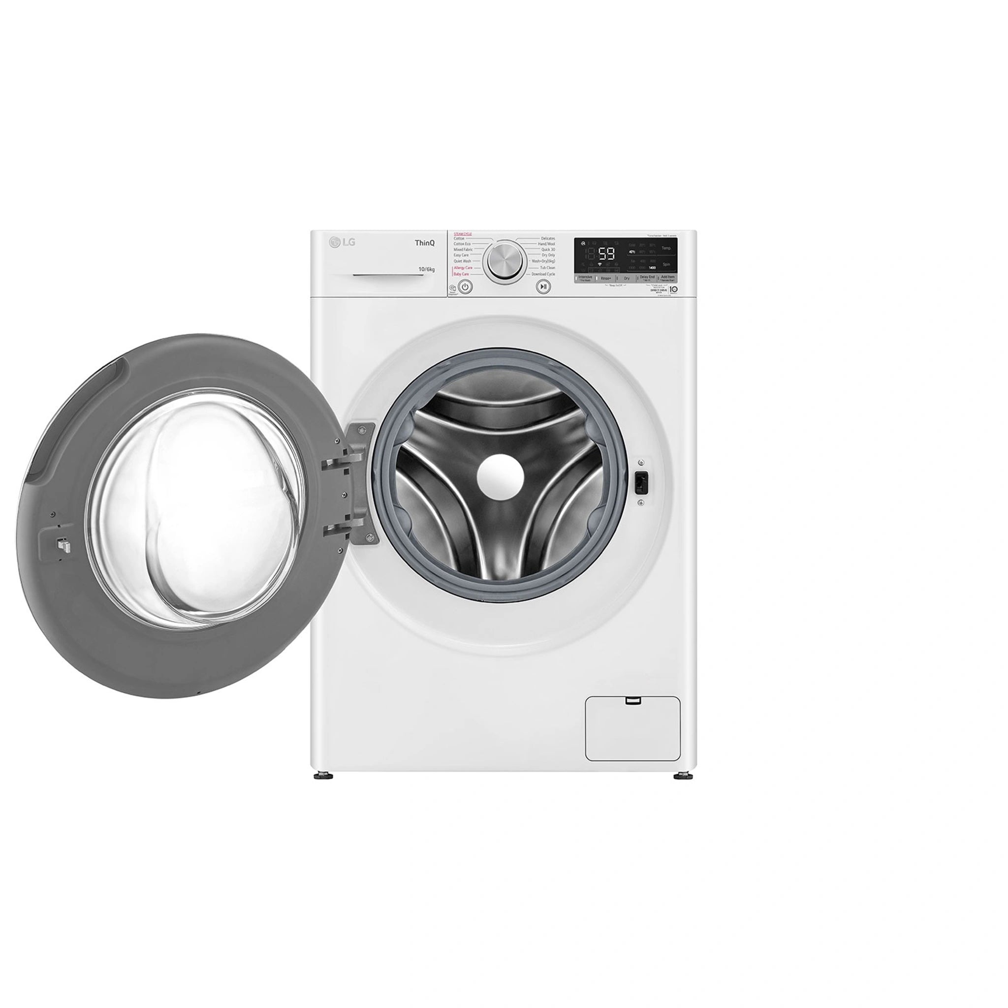 LG 10kg/6kg Series 5 Washer Dryer Combo WVC51410W, Front View With Door Open