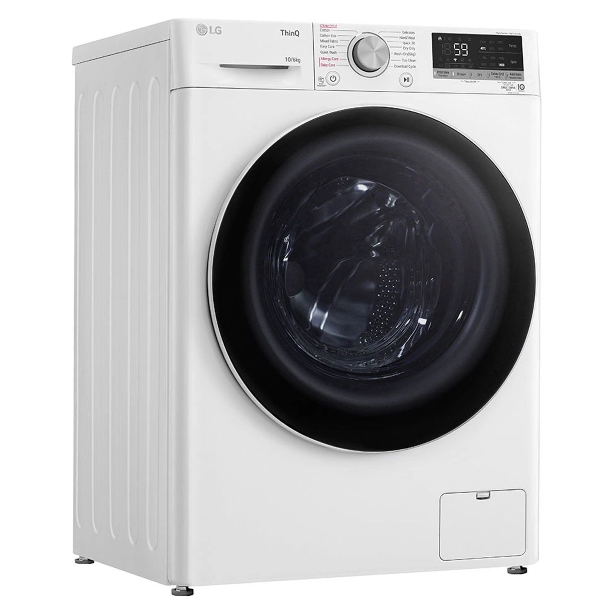 LG 10kg/6kg Washer Dryer Combo with AI DD & Steam Care WVC51410W, Left Side View