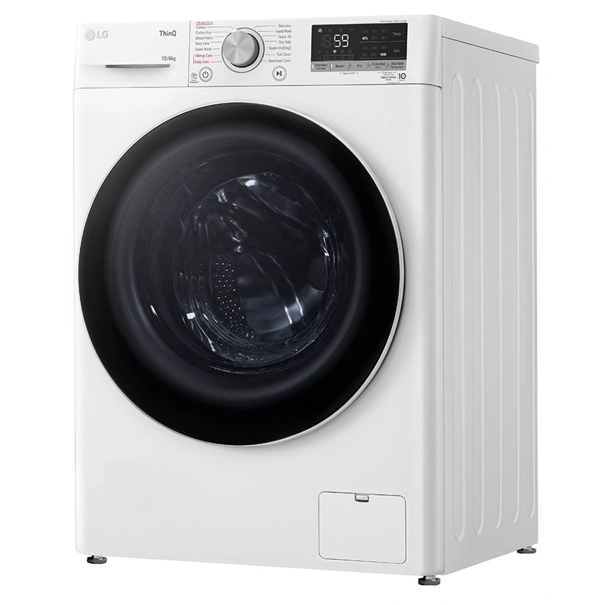 LG 10kg/6kg Washer Dryer Combo with AI DD & Steam Care WVC51410W, Right Side View