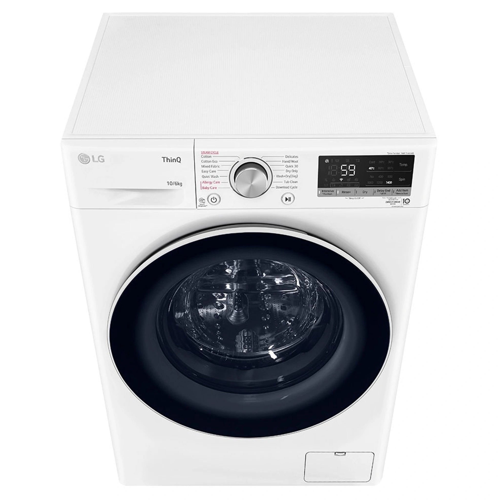 LG 10kg/6kg Washer Dryer Combo with AI DD & Steam Care WVC51410W, Top View
