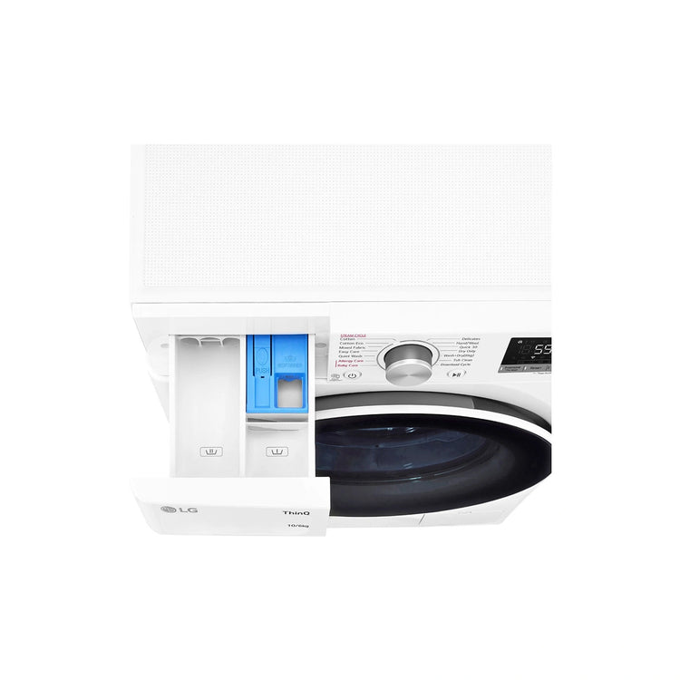 LG 10kg/6kg Series 5 Washer Dryer Combo WVC51410W, Top View With Drawer Open