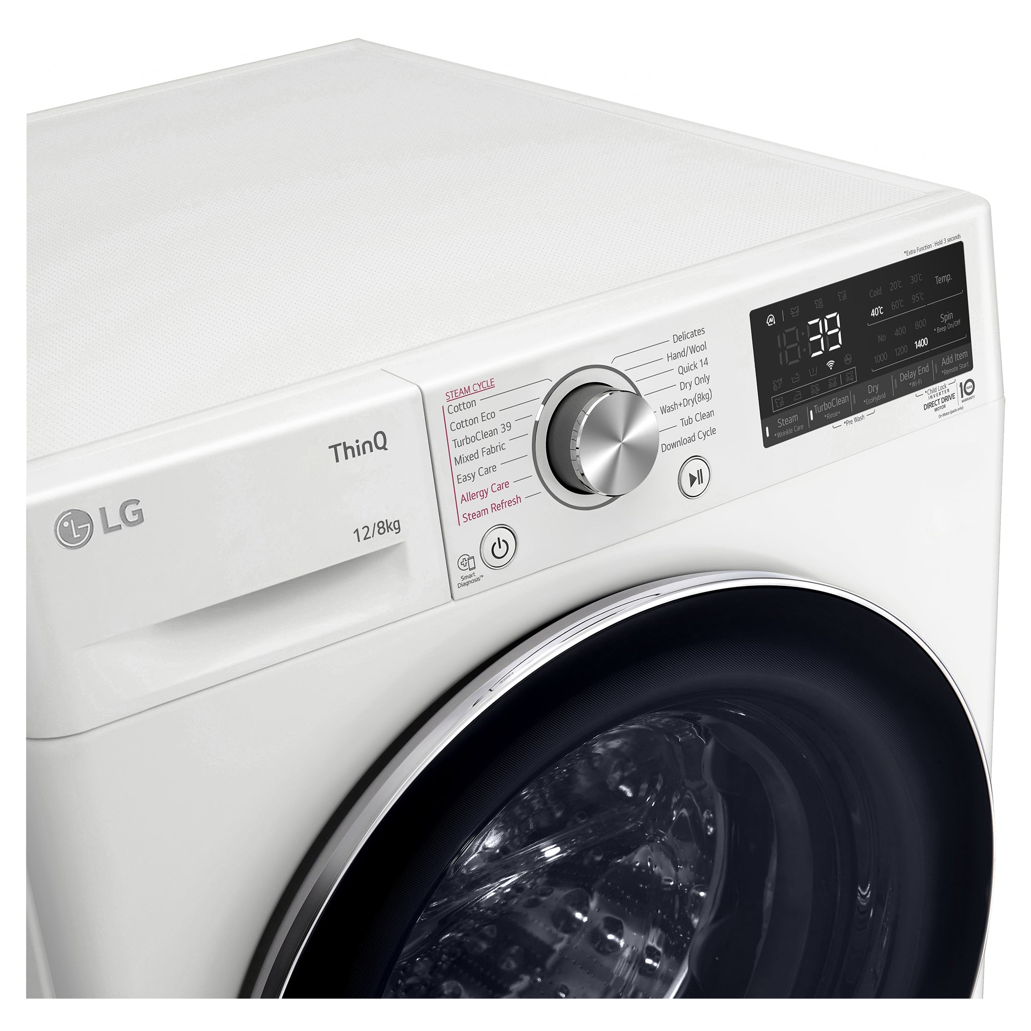 LG WVC91412W 12kg/8kg Series 9 Front Load Washer Dryer Combo with Steam