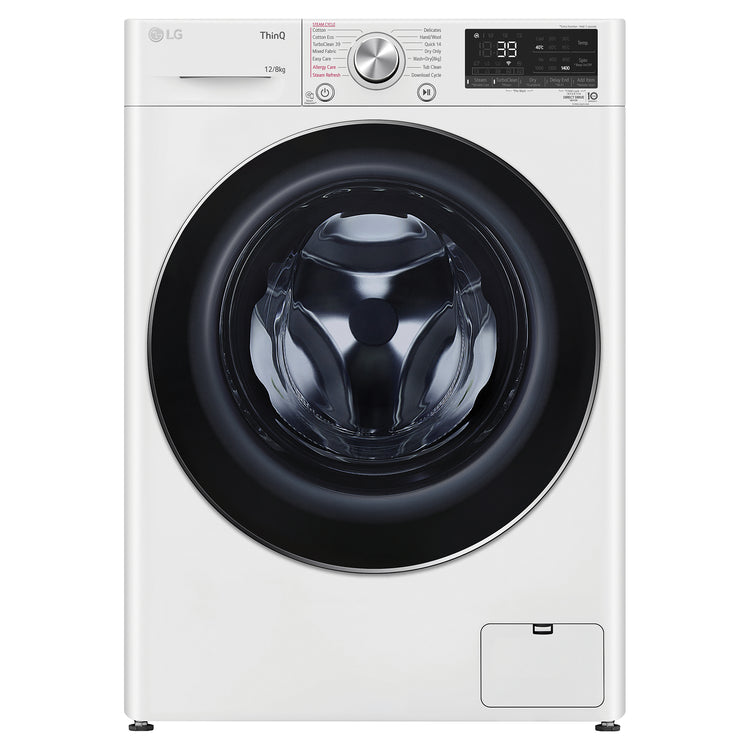 LG 12kg/8kg Series 9 Front Load Washer Dryer Combo with Steam, Front View