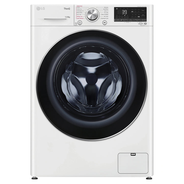 LG 12kg/8kg Series 9 Washer Dryer Combo WVC91412W, Front View