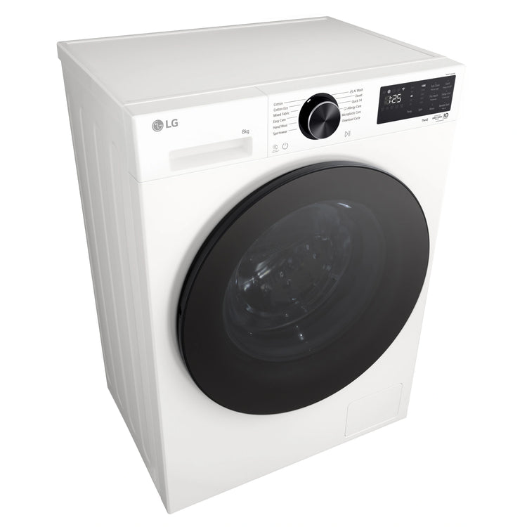 LG 8kg Series 3 Slim Front Load Washer with AI Wash WX31208W, Left Side Top View