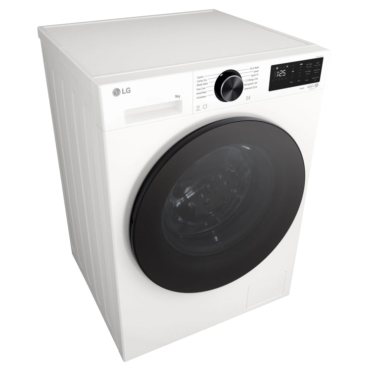 LG 9kg Series 3 Front Load Washer with AI Wash WX31409W, Left Side Top View