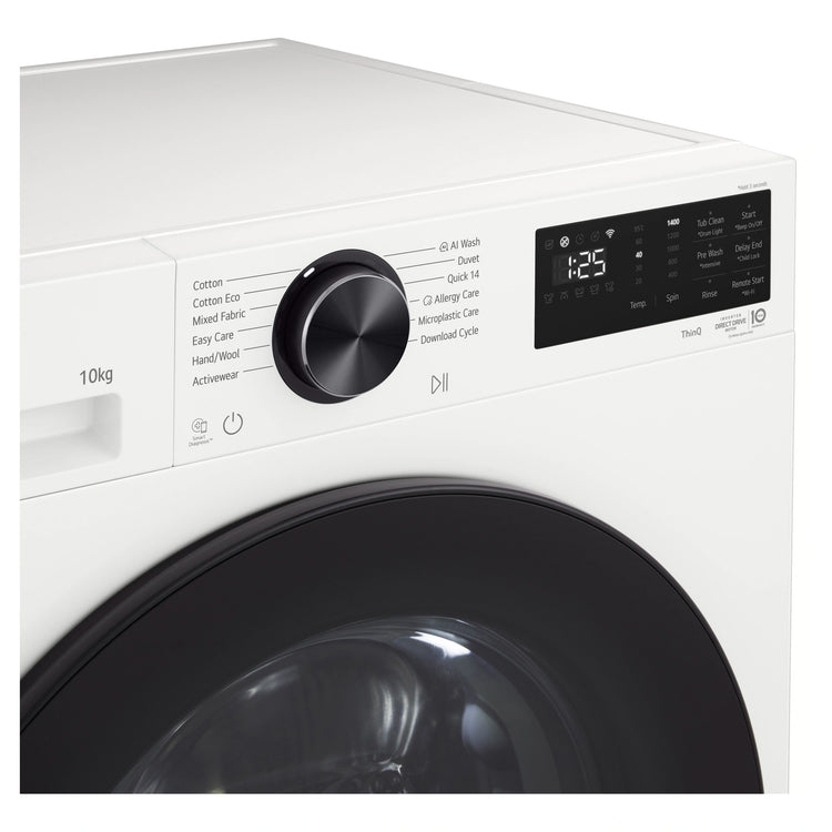 LG 10kg Series 3 Front Load Washer with AI Wash WX31410W, Control Panel View