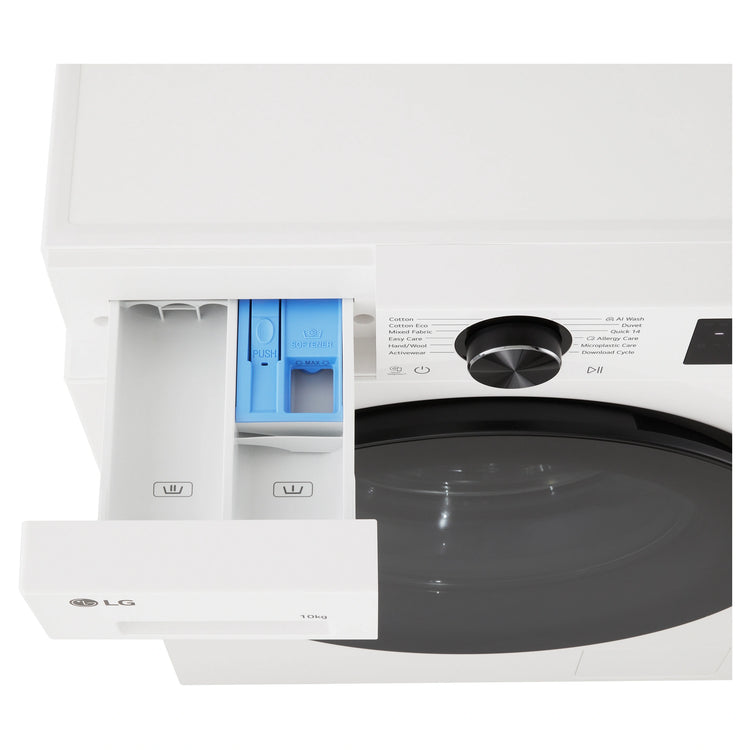 LG 10kg Series 3 Front Load Washer with AI Wash WX31410W, Detergent Drawer