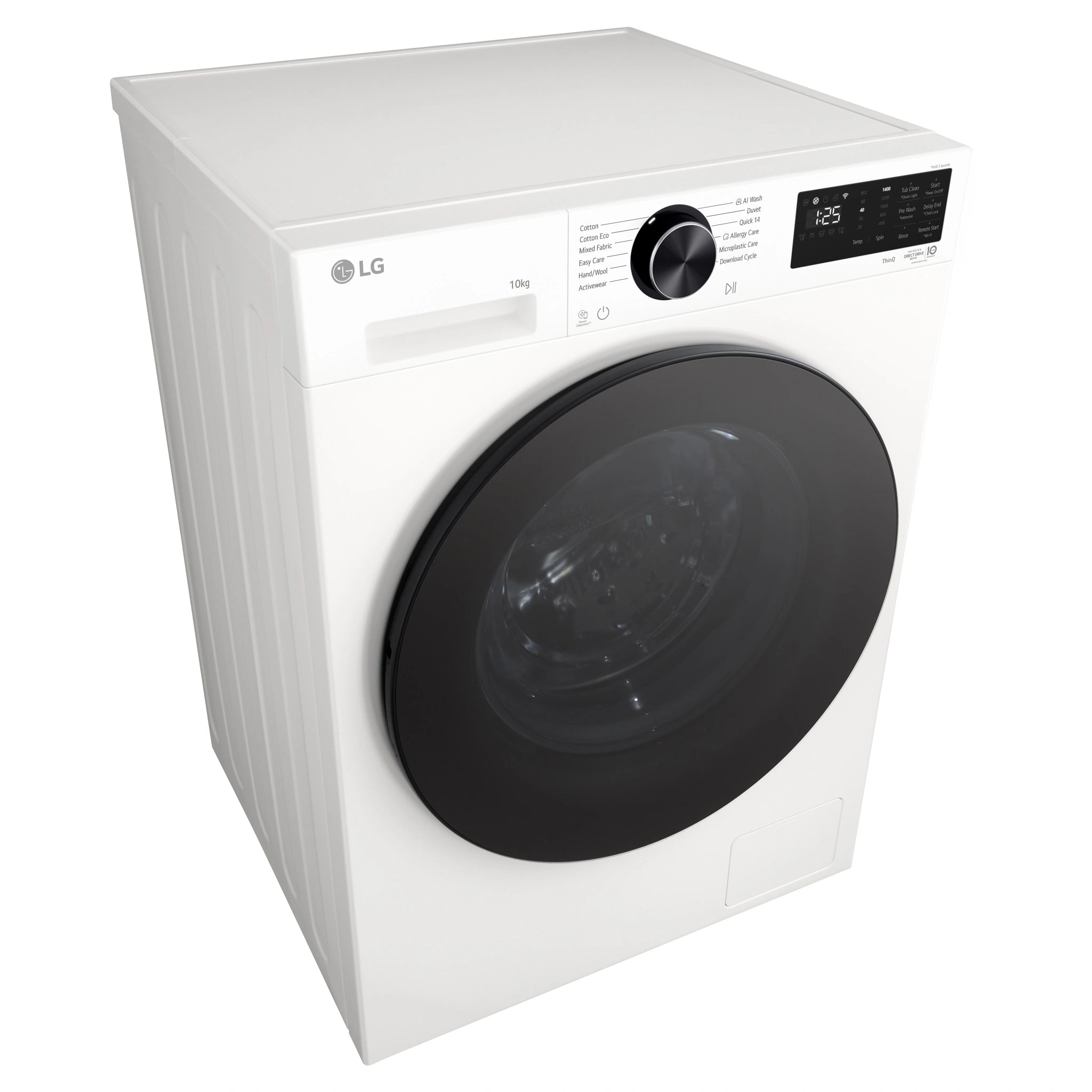 LG 10kg Series 3 Front Load Washer with AI Wash WX31410W, Left Side Top View