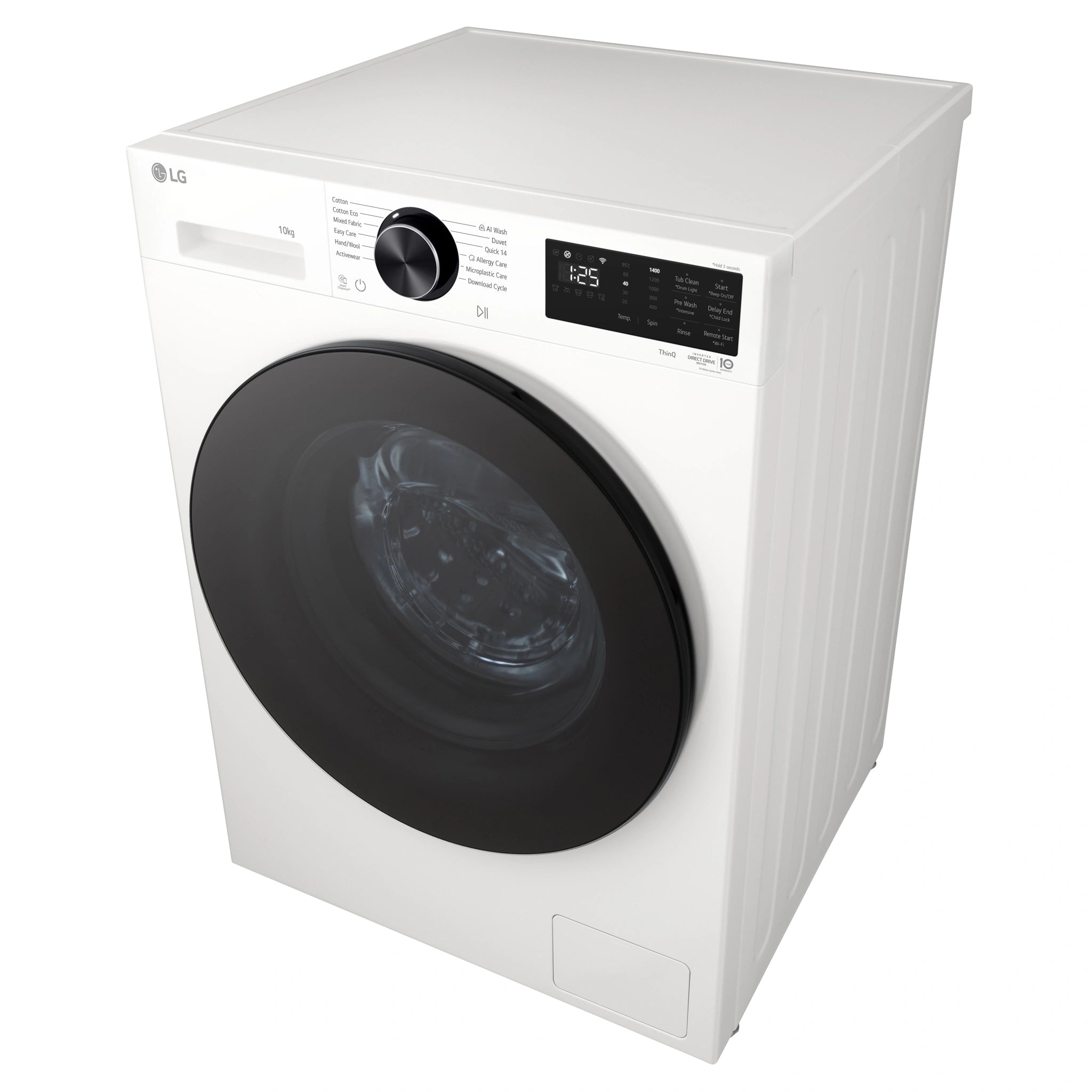 LG 10kg Series 3 Front Load Washer with AI Wash WX31410W, Right Top Side View