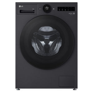 LG 12kg Series 9 Matte Black Front Load Washer WX91412MB, Front View