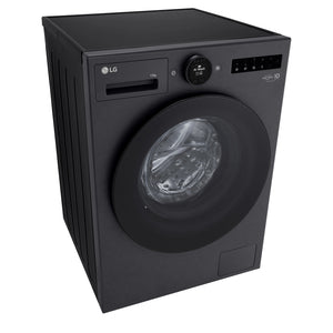 LG 12kg Series 9 Matte Black Front Load Washer WX91412MB, Left Side Top View