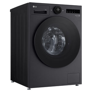 LG 12kg Series 9 Matte Black Front Load Washer WX91412MB, Left Side View
