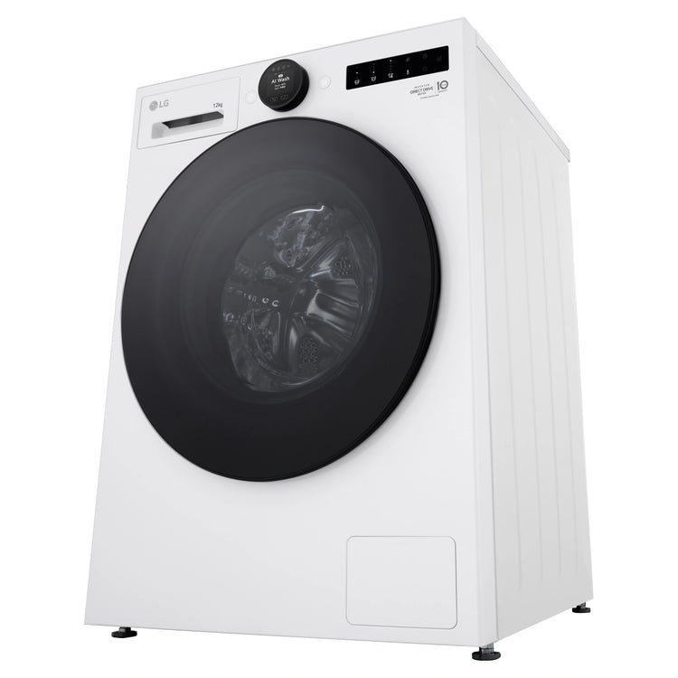 LG 12kg Series 9 White Front Load Washing Machine WX91412W, Right Side Bottom View