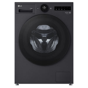 LG 12/8kg Series 10 Matte Black Washer Dryer Combo WXC101412MB, Front View