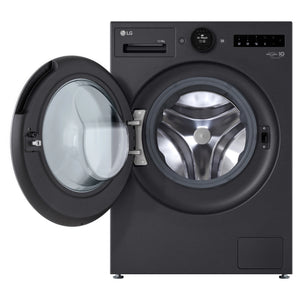 LG 12/8kg Series 10 Matte Black Washer Dryer Combo WXC101412MB, Front View with Door Open