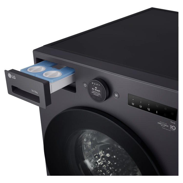 LG 16kg/10kg Graphite Front Load Washing Machine WXLC1016GX, Detergent Drawer